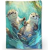 Ti Caldi Cute Swimming Otter Blanket - Soft Warm Fuzzy Flannel Throw Blanket, Cozy Lightweight Blankets for Couch, Bed, Travel & Outdoor Use, Ideal for Adults Kids Women Boys Girls 50×60 in