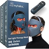 myhalos® Red Light Therapy Face Mask - Medical-Grade LED Light Therapy Device with Nir-Infrared (1072 nm), Red (633 nm) & Blue (460 nm) Light - Anti-Aging Skin Treatment for Wrinkles & Fine Lines