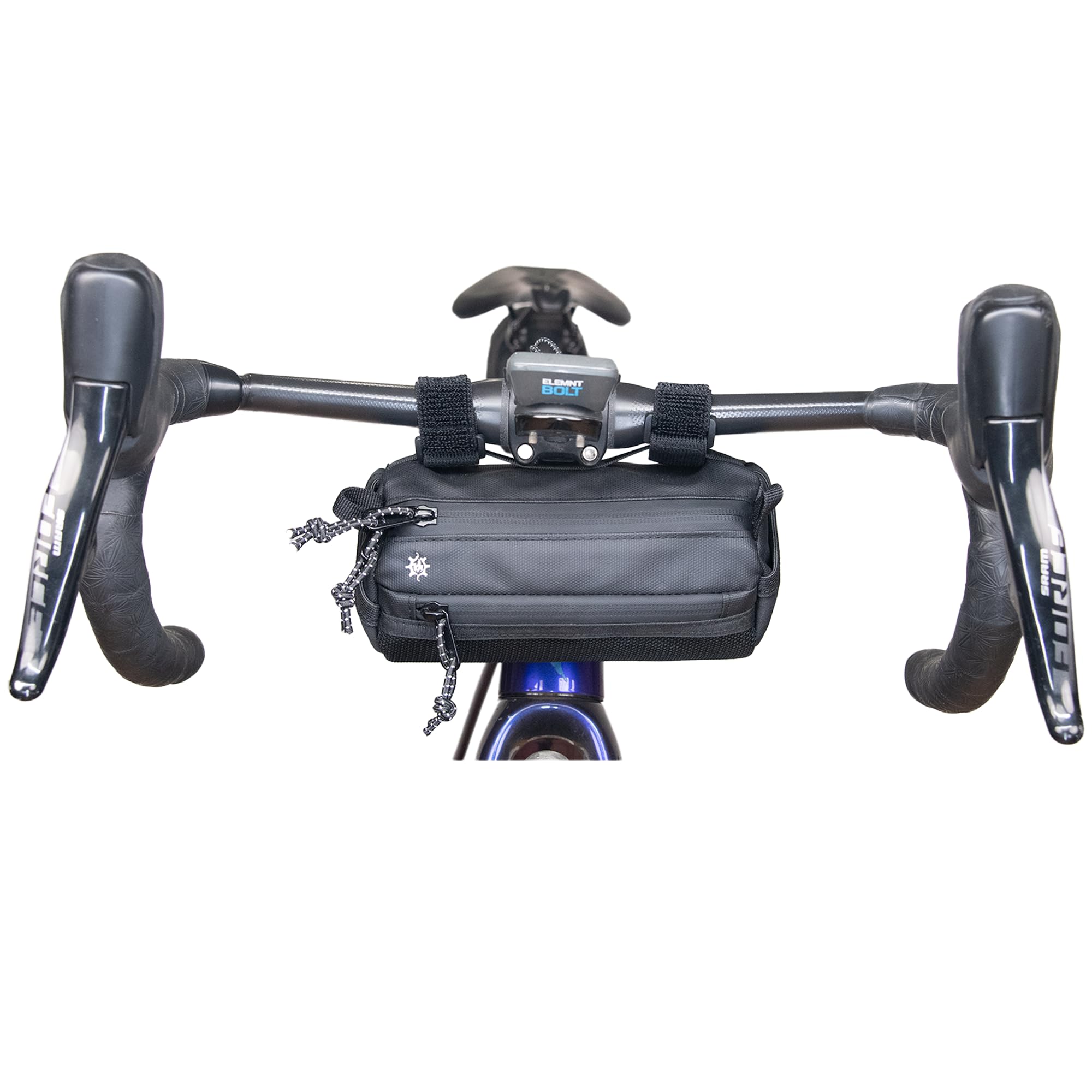 Lumiere & Co. Bike Handlebar Bag - Durable, Multiple-Size Options and Multi-Color Options -Dual Elastic Straps, Clips & Hook & Loop Attachments (Mini, Black)