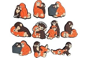10PCS Punch the Monkey Charms for Crocs,Sad Monkey Mom & Baby Shoe Charms for Croc Clogs & Slides,Cute Emotional Gorilla PVC 