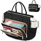 LOVEVOOK Teacher Tote Bag for Women,Laptop bag with Large Cup Holder,Work bag with Accordion File Organizer Pocket,Multi-Pockets Professional Diaper Bag Nurse Bag,Handbag Purse for Work,College,Daily