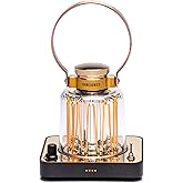 Barebones Block Tower Lantern – Rechargeable LED Lantern with Adjustable Brightness, Candle Flicker Mode, Brass & Copper Finish, Portable Light for Indoor and Outdoor Use