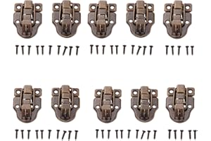 dophee 10Pcs Antique Bronze Retro Style Box Toggle Latch, Iron Duckbilled Hasp Catch with Padlock Hole for Wooden Case Jewelr