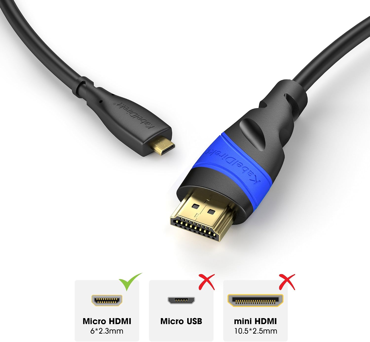 Micro HDMI cable with break-proof design, 1m (HDMI-A to Micro-HDMI, bidirectional - Image 3