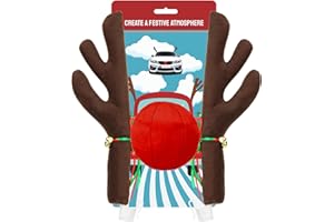 Narremcoy Christmas Reindeer Antler for Cars - Cute Car Rudolph Nose & Antlers Kit - Christmas Roofs Tops Decorations for SUV Van Truck - Auto Holiday Accessories
