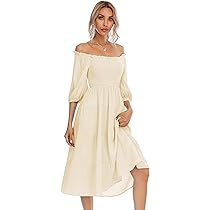 R.Vivimos Women's Summer Cotton Lantern Sleeves Ruffled Off