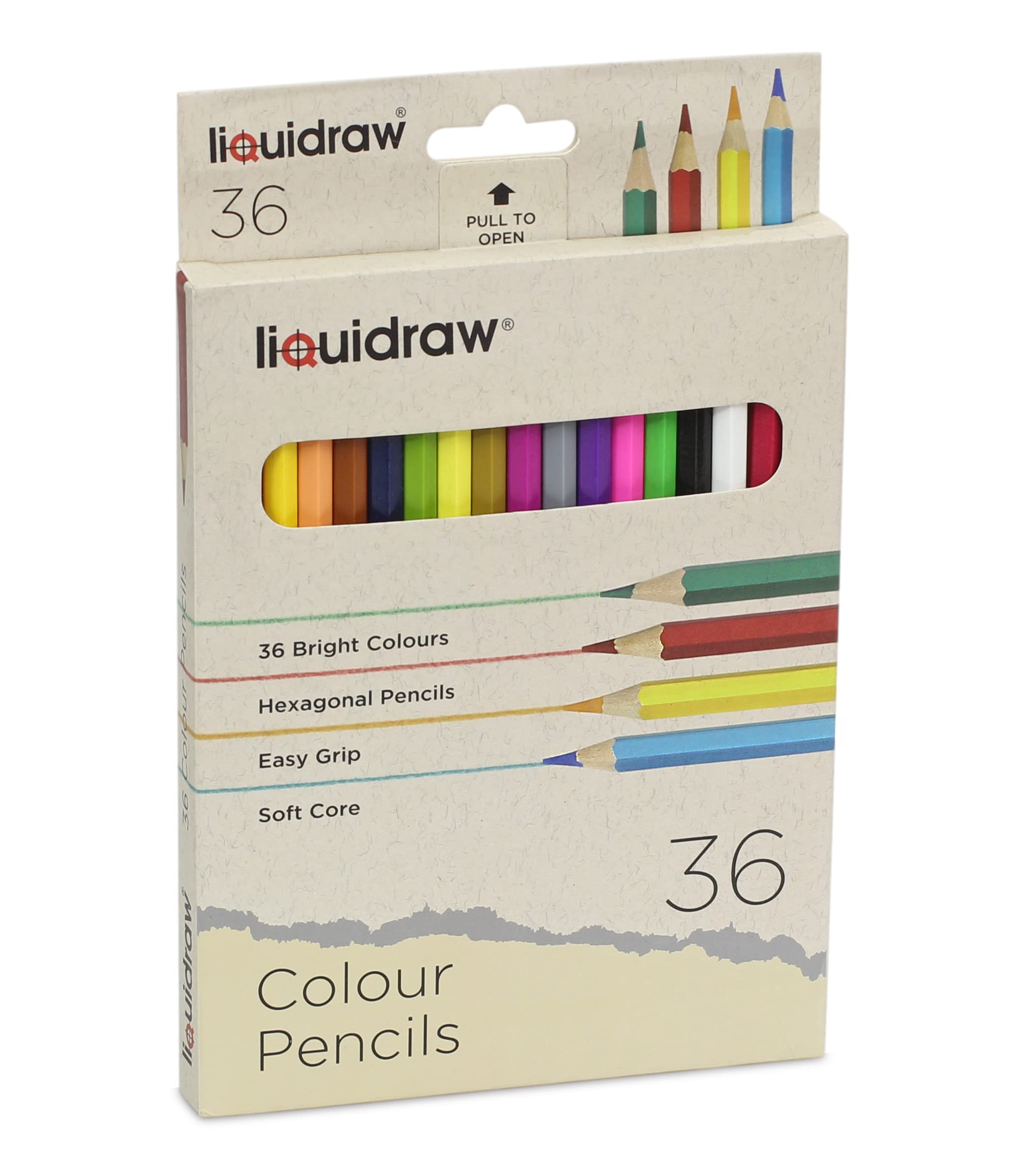 Liquidraw Professional Colouring Pencils - 36 Set | Ideal For Adults, Artists, Beginners & Professionals | Wide Range of Vibrant & Bright Colours | Premium Design & Quality | Hexagonal Easy Grip