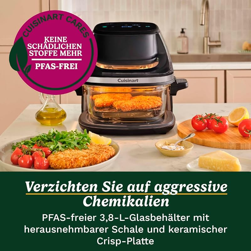 ClearView™ Air Fryer I Visibilité totale – Fenêtre 280°, sans PFAS, 8‑en‑1, Air Fry, Rôtir, Griller, Pizza, Déshydrater, MaxCrisp, Recrisp, 200°C. 3.7L