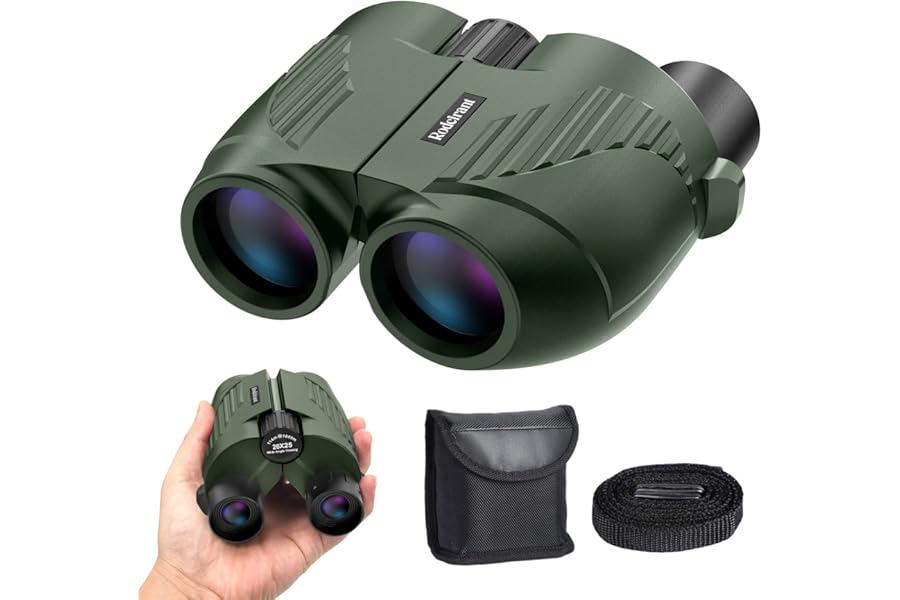 20X25 Compact Binoculars for Adults,Large Eyepiece Waterproof Binocular,Easy Focus Small Binoculars for Bird Watching,Hiking and Concert,Green