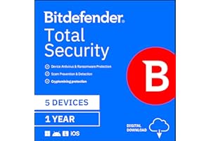 Bitdefender Total Security - 5 Devices | 1 year Subscription | PC/Mac | Activation Code by email
