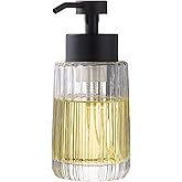 Easy Tang Glass Foaming Soap Dispenser with Black Pump, 12 OZ Vintage-Inspired Modern Glass Refillable Bottle, Hand Soap for Bathroom Countertop and Kitchen