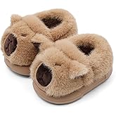 KAKU NANU Toddler Kids Slippers Cartoon Animal Winter Warm Furry Shoes for Boys Girls Indoor Outdoor