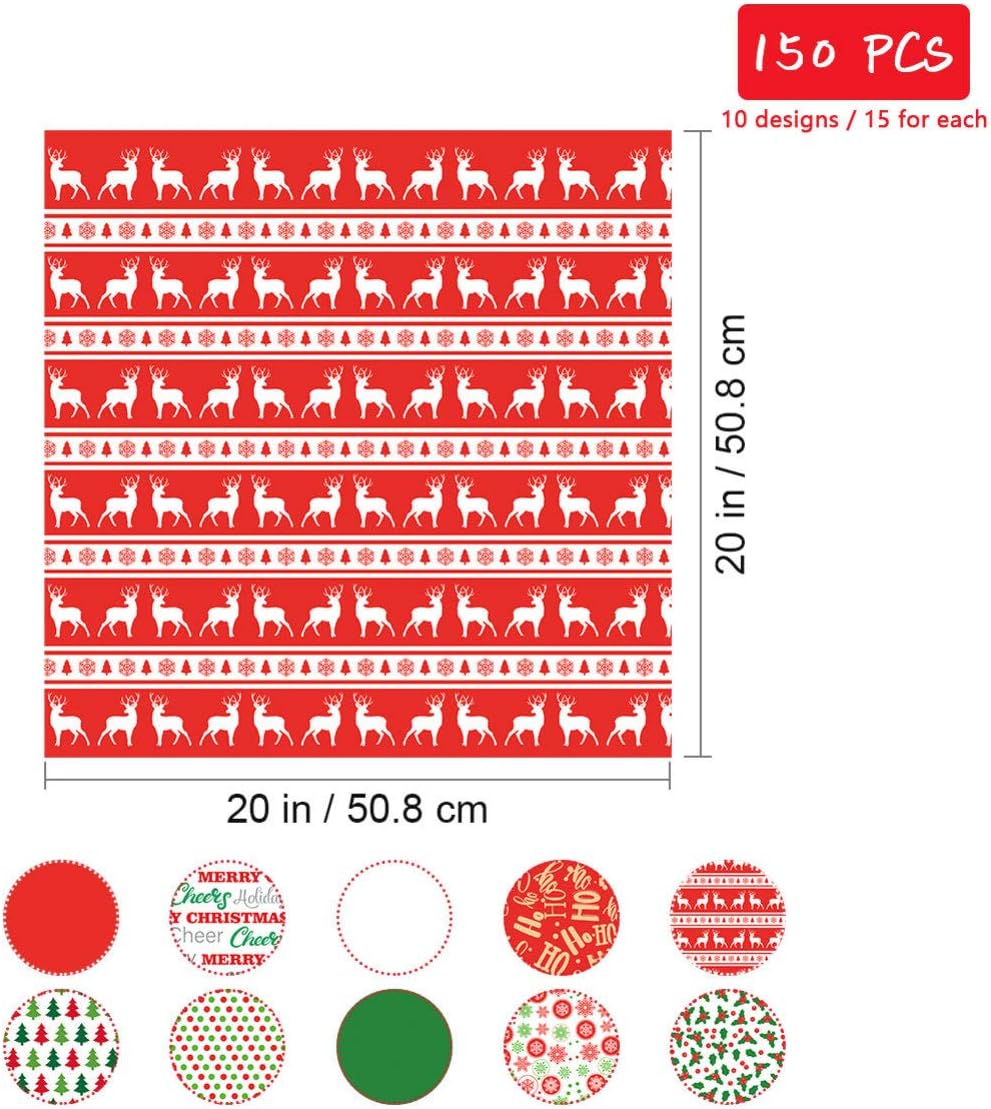 YARNOW 150 Sheets Christmas Wrapping Paper Tissue Paper, Xmas Santa, Snowflakes, Christmas Tree - Image 5