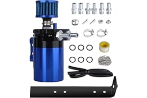 EIGIIS Universal Car Oil Catch Can Kit Polish Baffled Automotive Reservoir Tank 300ml with Breather Aluminum Compact Dual Cylinder