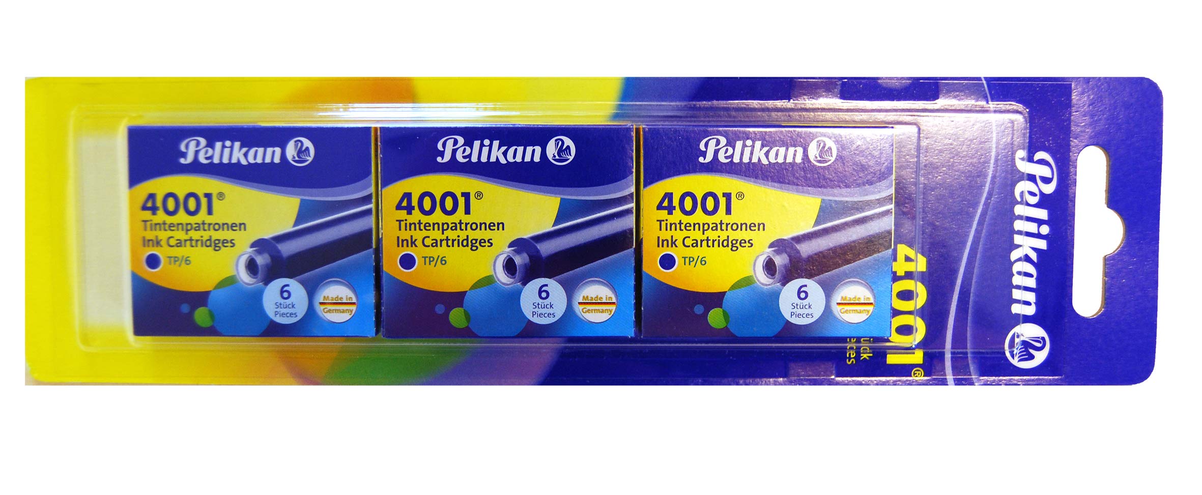 Pelikan Ink Cartridges TP/6, Royal Blue, 3x6 on Blister Card