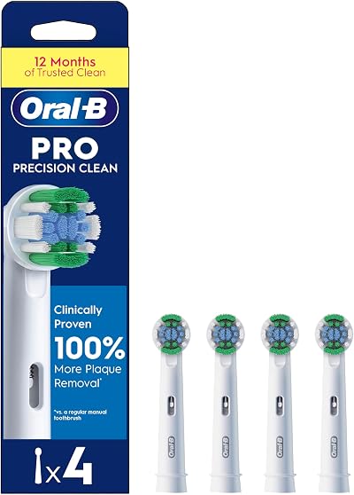 Oral-B Pro Precision Clean Toothbrush Head 4 Pack X-Shape Angled Bristles White
