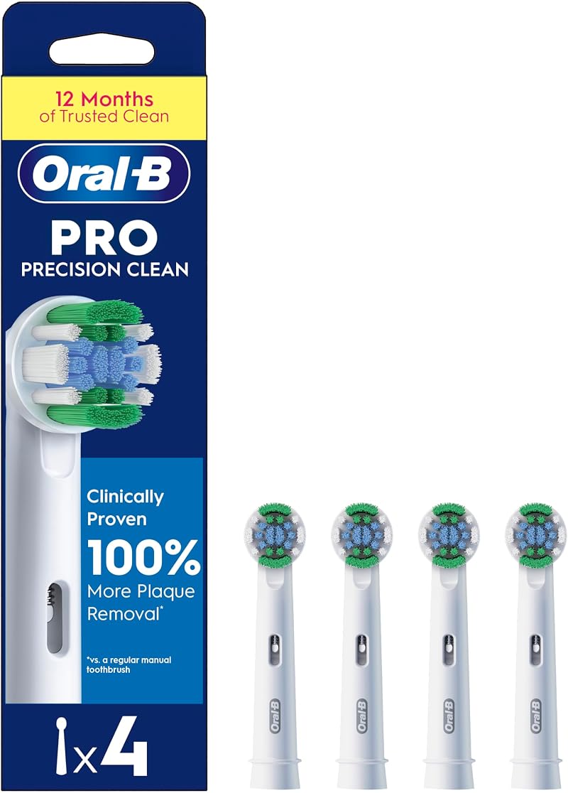 Oral-B Pro Precision Clean Toothbrush Head 4 Pack X-Shape Angled Bristles White