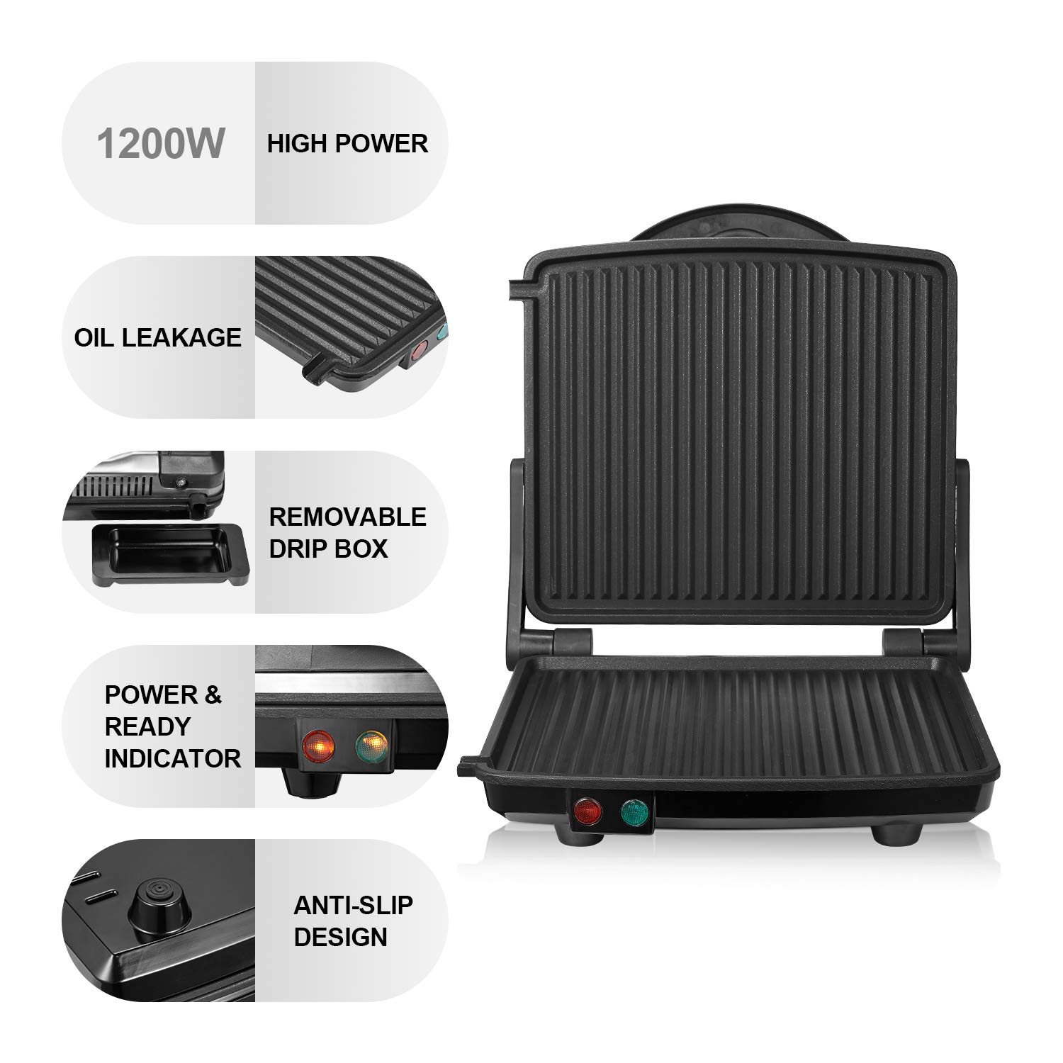 Panini Press Grill, Kealive 4Slice Extra Large Gourmet Sandwich Maker