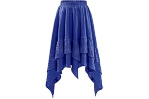 Bridesmay Women's Renaissance Skirt Flowy lace Tiered Asymmetrical Fairy Midi Skirts