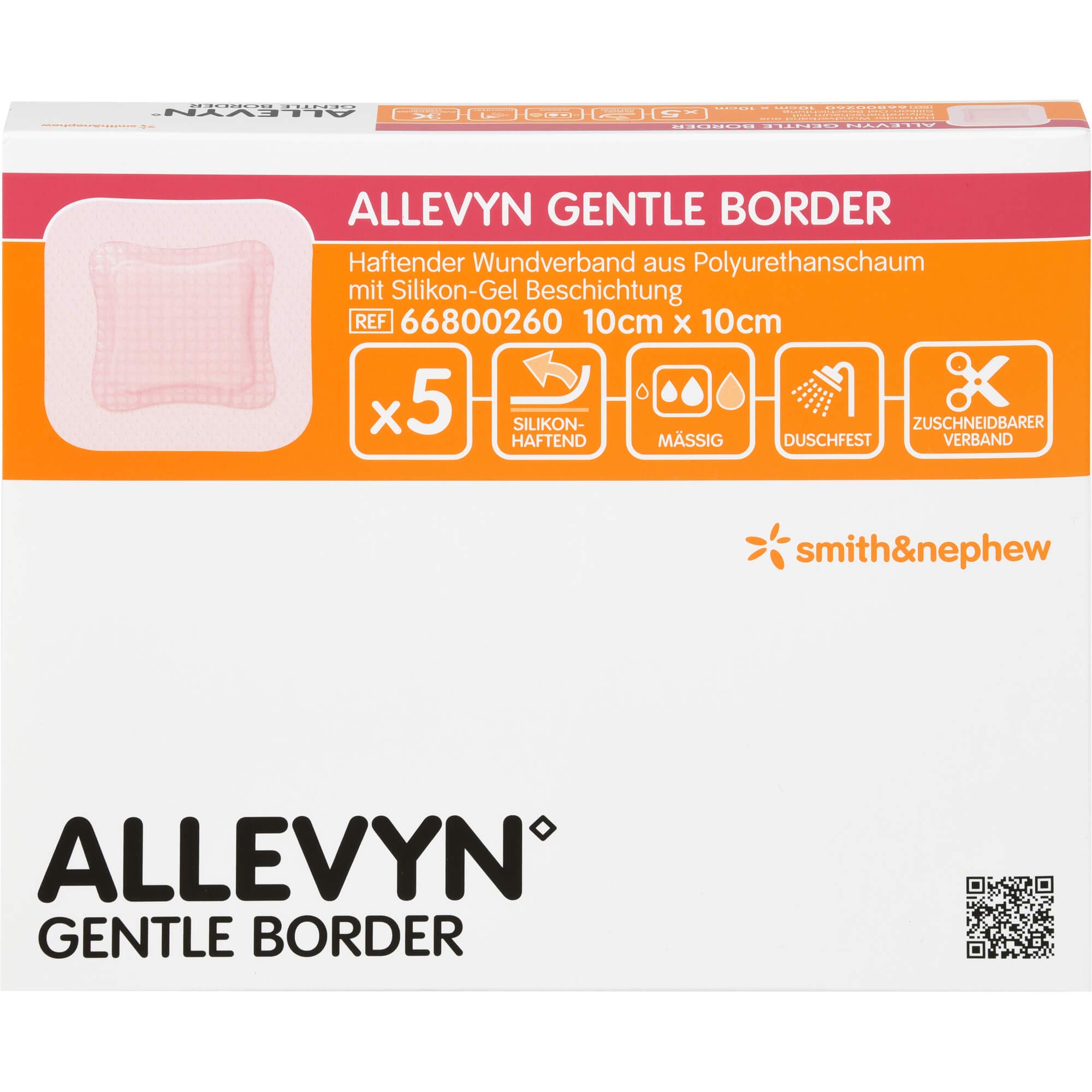 ALLEVYN Gentle Border 10 x 10 cm haftender Wundverband, 5 pcs. Plaster