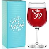 30th Birthday Gifts For Her - 12.75oz “Hello 30” Stemmed Wine Glass - 30th Birthday Decorations for Women - 30th Anniversary Ideas for Her, Mom, Wife - Birthday Gifts for 30 Year Old Daughter, Sister