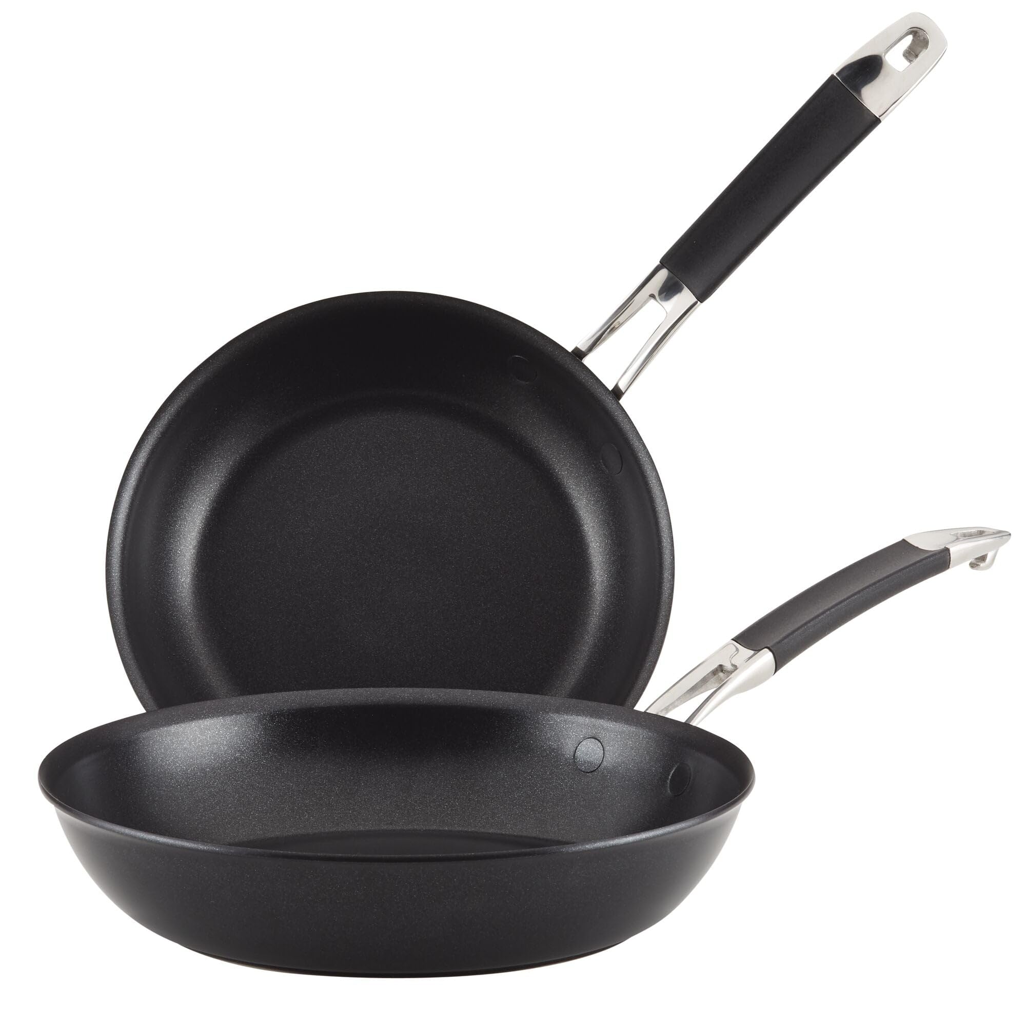 Anolon Smart Stack Hard Anodized Nonstick Frying Pan Set / Skillet Set – 8.5 Inch and 10 Inch, Black