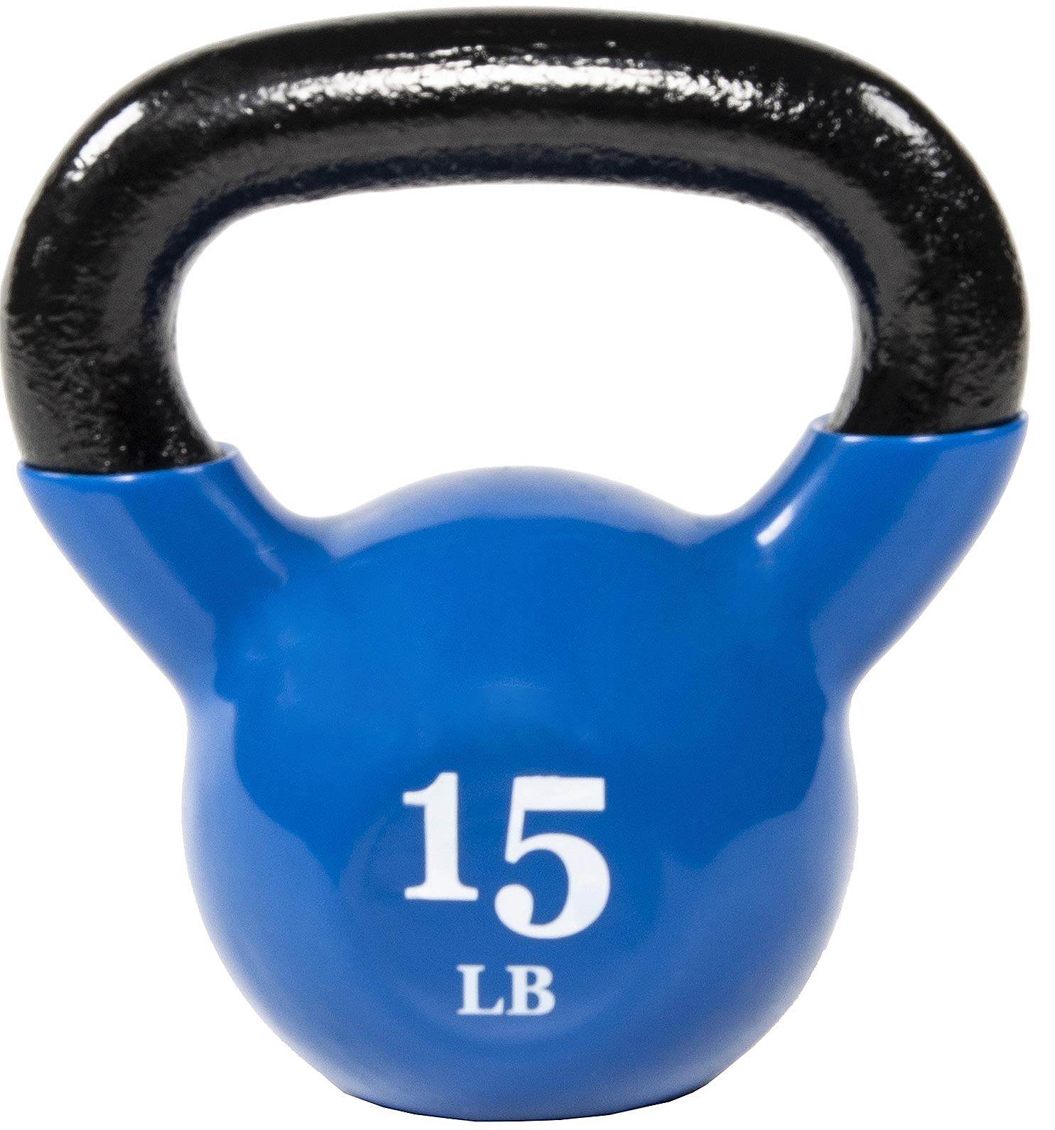 Fitvids All-Purpose Color Vinyl Coated Kettlebell, 15 Pounds