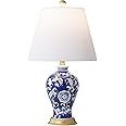 JONATHAN Y JYL3009E Grace 24" French Country Cottage Ceramic/Iron Floral Urn LED Table Lamp, Navy/White for Bedroom, Living Room, Office, College