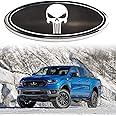 Front Grille Rear Tailgate Skull Emblem - 9" Oval Badge Name Plate Fit for 2004-2014 F150, 2005-2007 F250 F350, 11-16 Explorer, 11-14 Edge, 06-11 Range, 07-14 Expedition(Black)