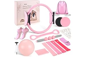 Home Pilates Kit for Women: Pilates Equipment Pilates Ring and Ball Set with Resistance Bands, Core Slider, Foam Roller, Pila