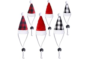 JOTFA 6 Pieces Chicken Christmas Hats, Small Animals Christmas Hats with Adjustable Chin Strap for Chicks Hen Rooster Goose Duck Parrot Hamster Guinea Pig Lizard (Set of 6)