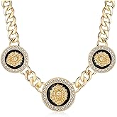 Women's Basketball Wives Style Gold-Plated 3 Lion Heads Necklace Hip Hop Statement Chunky Chain Choker Necklace