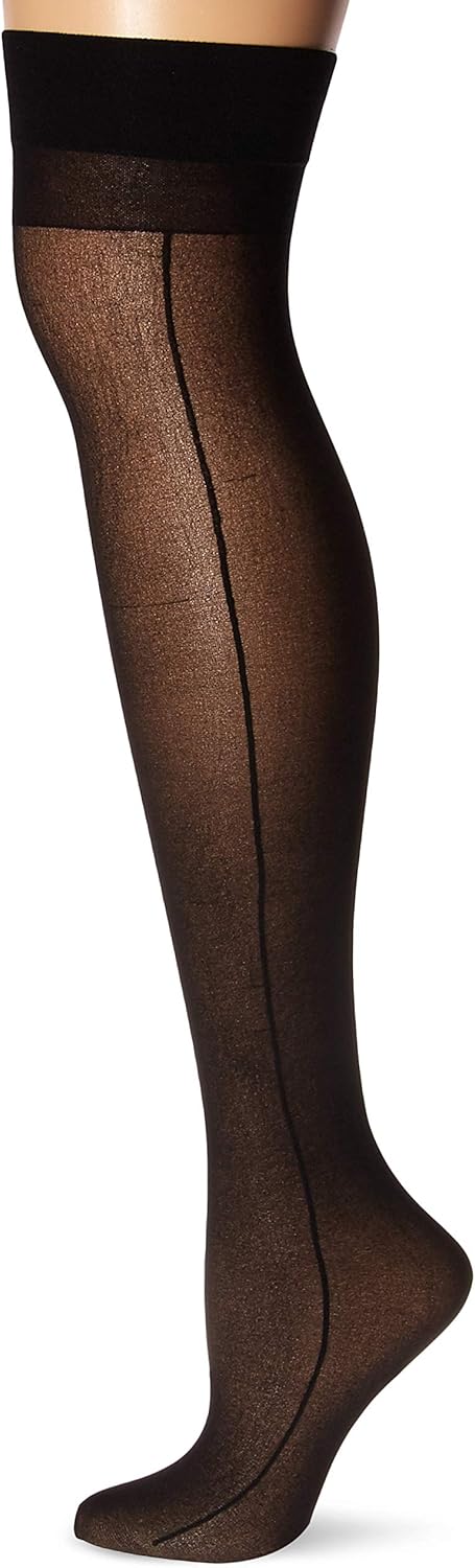 Dreamgirl Women's Sheer Thigh High with Backseam Socks, White, One Size: White Stockings: Clothing