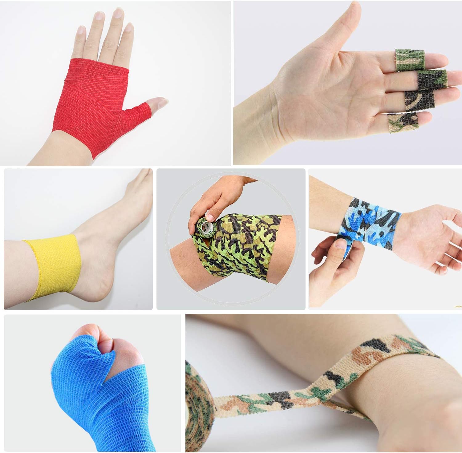 Amazon Co Jp 自己粘着性 伸縮包帯 弾性包帯 2 5cm 4 5m エラスチックバンデージ テーピング 手で切れる 12巻セット スポーツ アウトドア