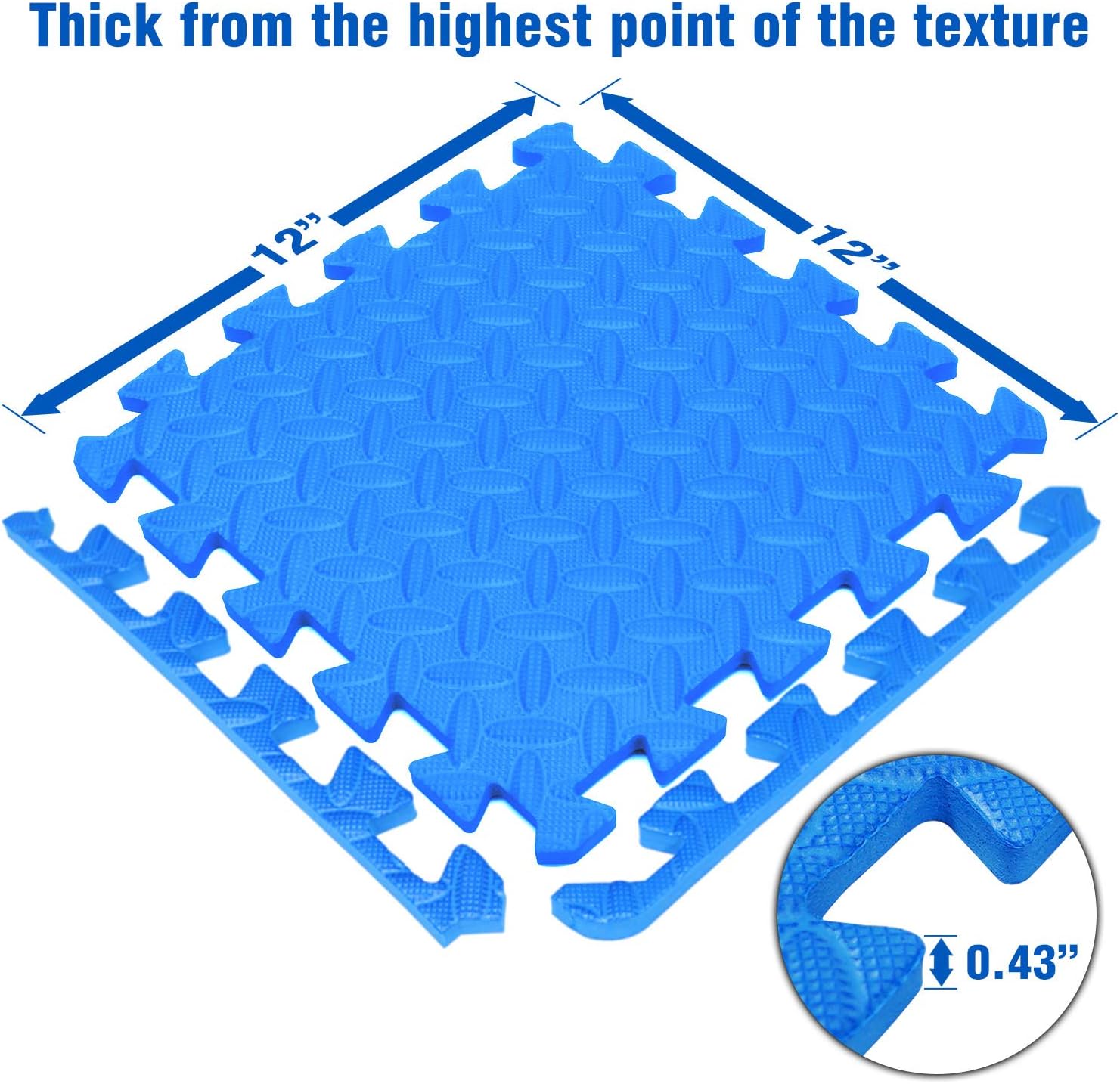 Yes4All Interlocking Floor Mats with Border – Foam Floor Mats/Gym Floor Mats with EVA Interlocking Tiles (12 Square Feet – Blue – 12 Tiles): Sports & Outdoors