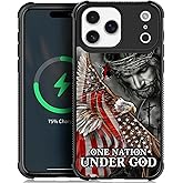 Zeggi for iPhone 17 Pro Max Case with Jesus Eagle Flag Four Corner Airbag Protection Design Soft Silicone Frame Personalized Pattern Case Compatible with iPhone 17 Pro Max for Men