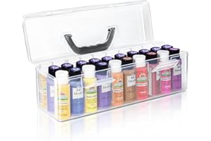 Vowcarol Acrylic Paint Storage Box, 30 Bottles Capacity Acrylic Paint Organizer for 2 fl. oz Bottles, Craft Organizer