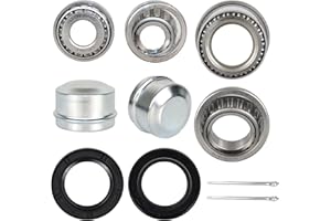 KABOBEARING 2 Set Fits for 1-1/4'' 3/4'' Axles Trailer Wheel Hub LM11949 Kit, LM11949/10 and LM67048/10 Bearing,Made of Chrome Steel，03813TC Seal OD 59.15mm, Dust Cover and Cotter Pin.