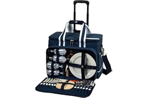 Picnic at Ascot- Original Insulated Picnic Cooler on Wheels with Service for 4- Designed & Assembled in the USA