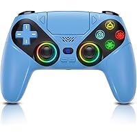 Gamrombo LED Wireless Controller for PS5, Compatible with PS5 Pro/Slim/PC, Dual Vibration, Macro/Turbo Function, 3.5mm Audio 