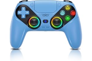 Gamrombo LED Wireless Controller for PS5, Compatible with PS5 Pro/Slim/PC, Dual Vibration, Macro/Turbo Function, 3.5mm Audio 