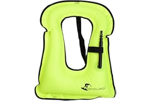 OMOUBOI Inflatable Snorkel Vest Kayak Swim Vest for Adults Snorkel Vests Inflatable Buoyancy Jacket Portable Diving Jackets Swimming Vests for Snorkeling Water Sports Beginner Adults-Only (96-220 lbs)