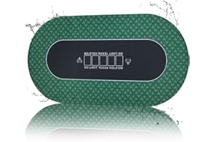 HHH HIKECUCAN Waterproof 70 x 35 Inch Poker Mat, 8 Player Portable Texas Hold'em Poker Table Top with Carrying Bag, Anti-Slip Rubber Poker Card Tabletop Layout for Casino Games, Blackjack, Parties, Noise Reduction