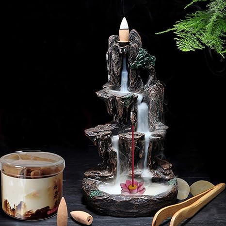 Amazon 樹脂逆流滝香バーナー 魅力的な家の装飾香ホルダー アロマテラピー 環境クレンジング 逆流バーナー手作りギフト家の装飾 1 香炉灰 オンライン通販