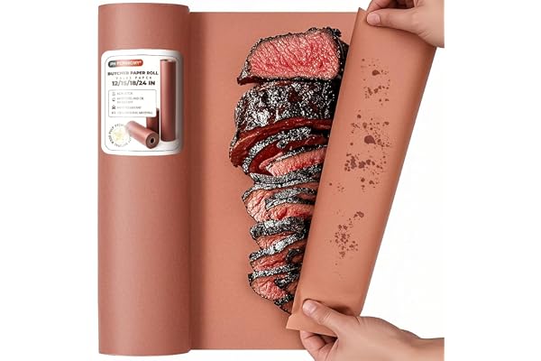 PerkHomy 18" x 200' (2400") Pink Butcher Paper Roll for Smoker BBQ Grilling Smoking Meat Unbleached Uncoated Unwaxed Peach (Pink, 18" x 200')