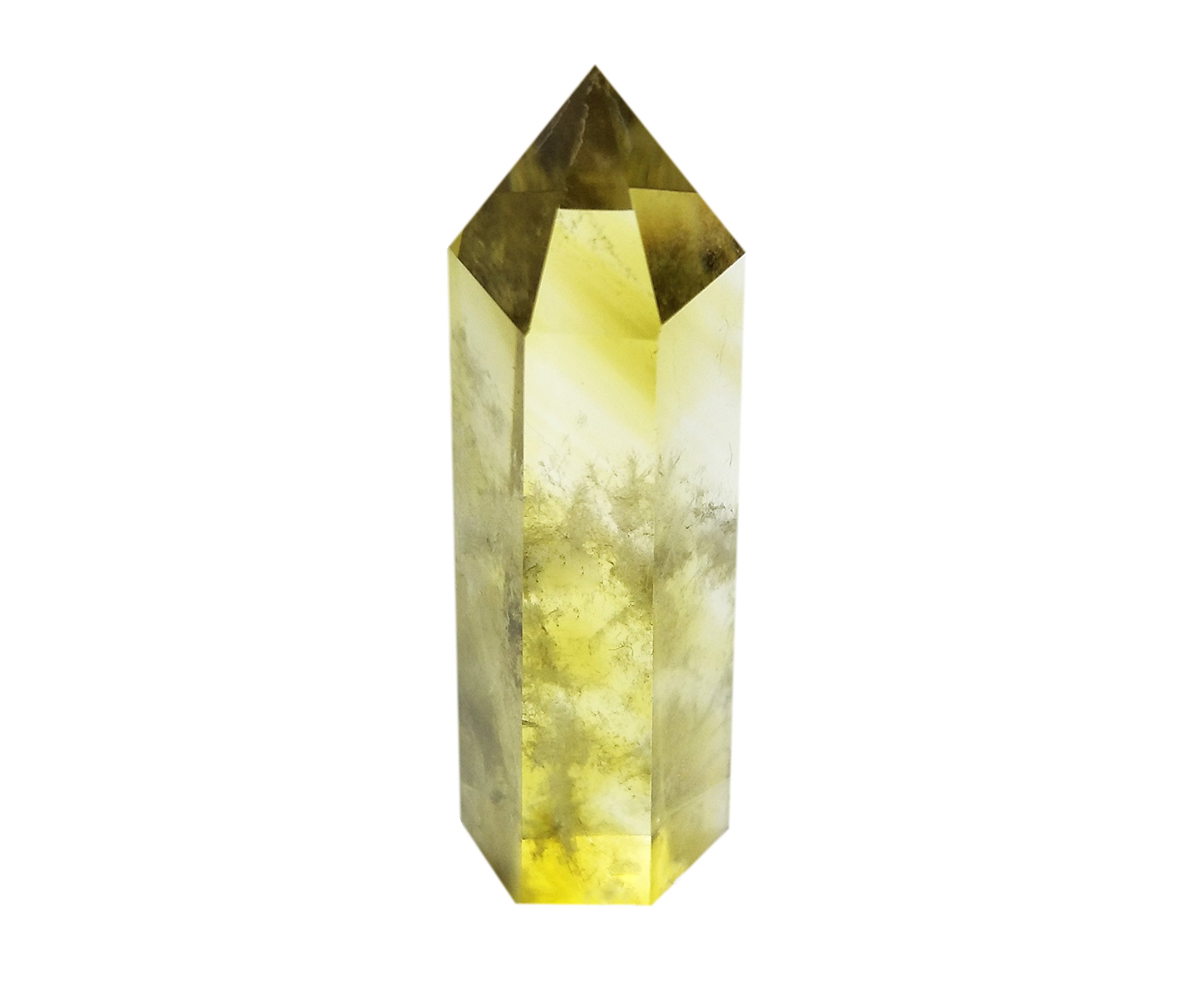 Yellow Quartz Crystal Wand Pointed & Faceted for Healing Reiki Chakra Meditation Therapy Decor (Citrine Crystal)