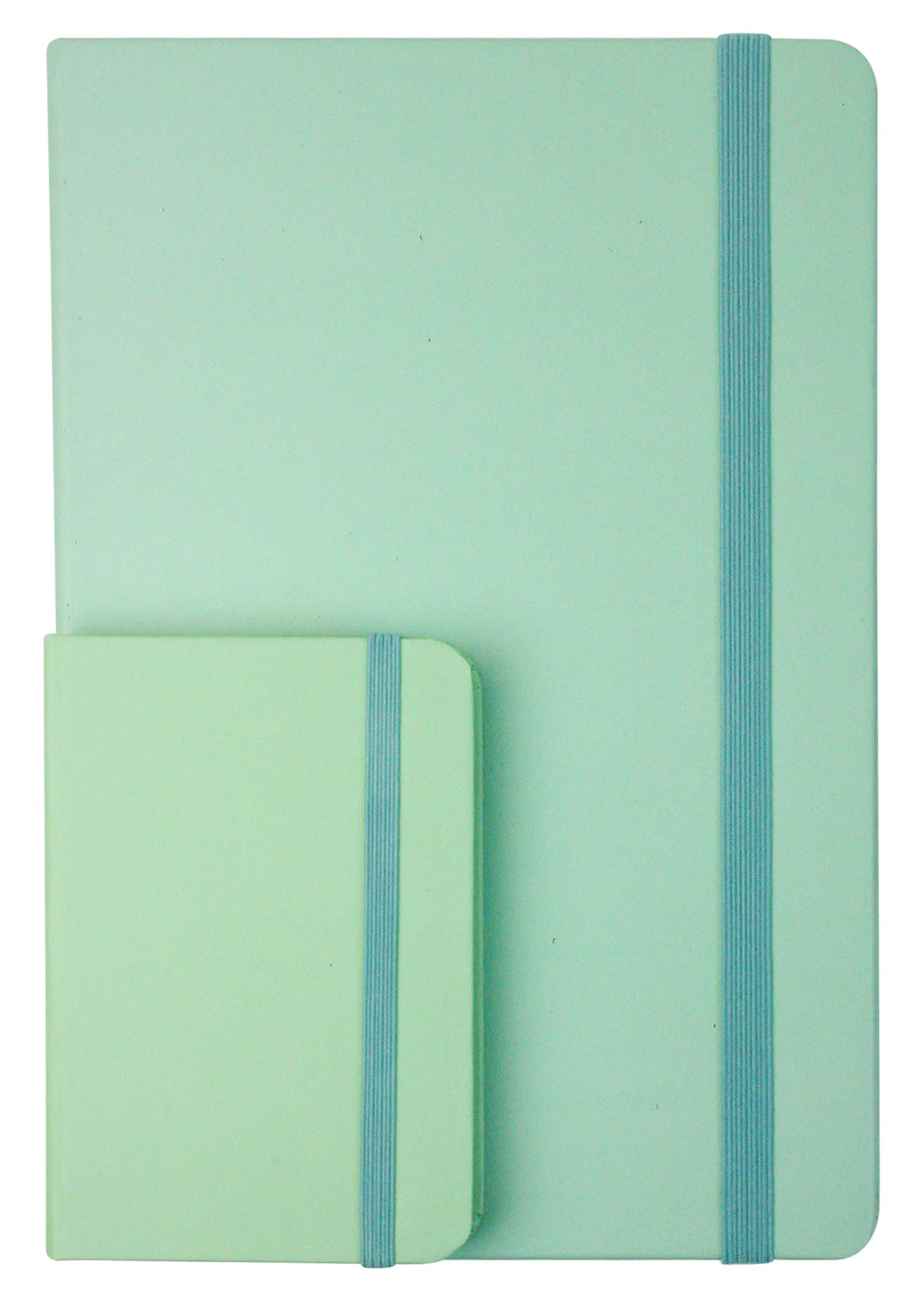 Emartbuy Pack of 2 Pastel Hardbound Diary Notebook Notepad Writing Journal Ruled A5 Size 96 Sheets (192 Pages) & A7 80 Sheets (160 Pages) - Green