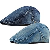 2 Pack Mens Denim Cotton Newsboy Cap Ivy Gatsby Driving Hunting Cabbie Hats