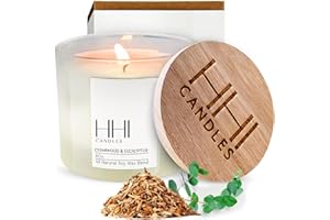 All-Natural Cedarwood Candle Scented Soy Candle | Cedarwood and Eucalyptus Candle | A Fresh Blend Cedarwood and Eucalyptus | Large Eight Ounce Single Wick Candle | Long Burn time | HHI Candles