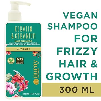 Nuray Naturals Vegan Hair Growth Keratin Shampoo for Frizzy Hair, 300 ml